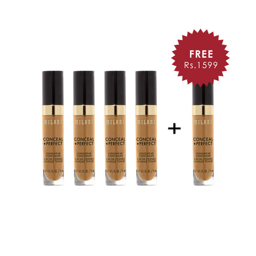 Milani Conceal + Perfect Long Wear Concealer Warm Tan 4pc Set + 1 Full Size Product Worth 25% Value Free