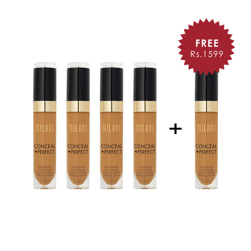 Milani Conceal + Perfect Long Wear Concealer Deep Tan 4pc Set + 1 Full Size Product Worth 25% Value Free