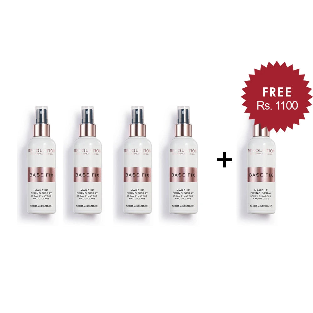 Makeup Revolution Makeup Base Fix Amazing Fixing Spray 100Ml 4Pcs Set + 1 Full Size Product Worth 25% Value Free