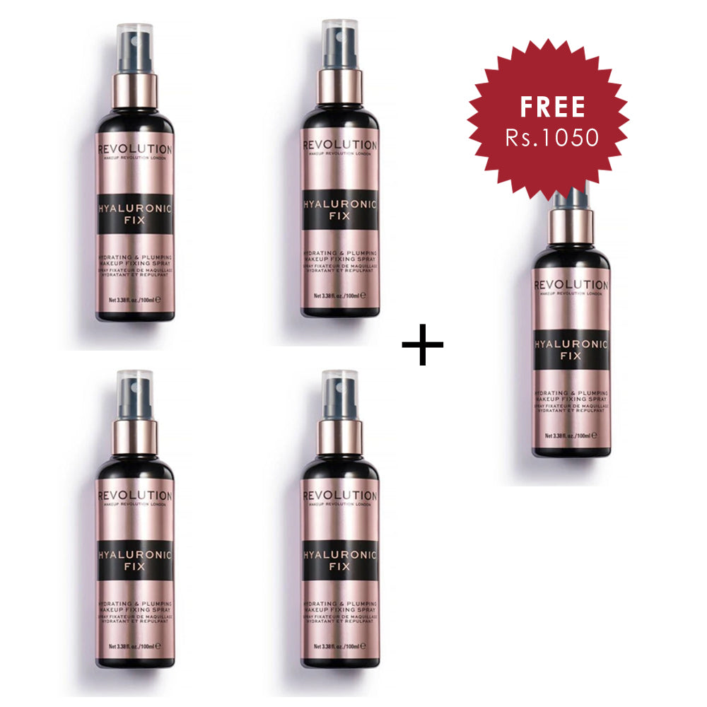 Makeup Revolution Hyaluronic Fixing Spray 4pc Set + 1 Full Size Product Worth 25% Value Free