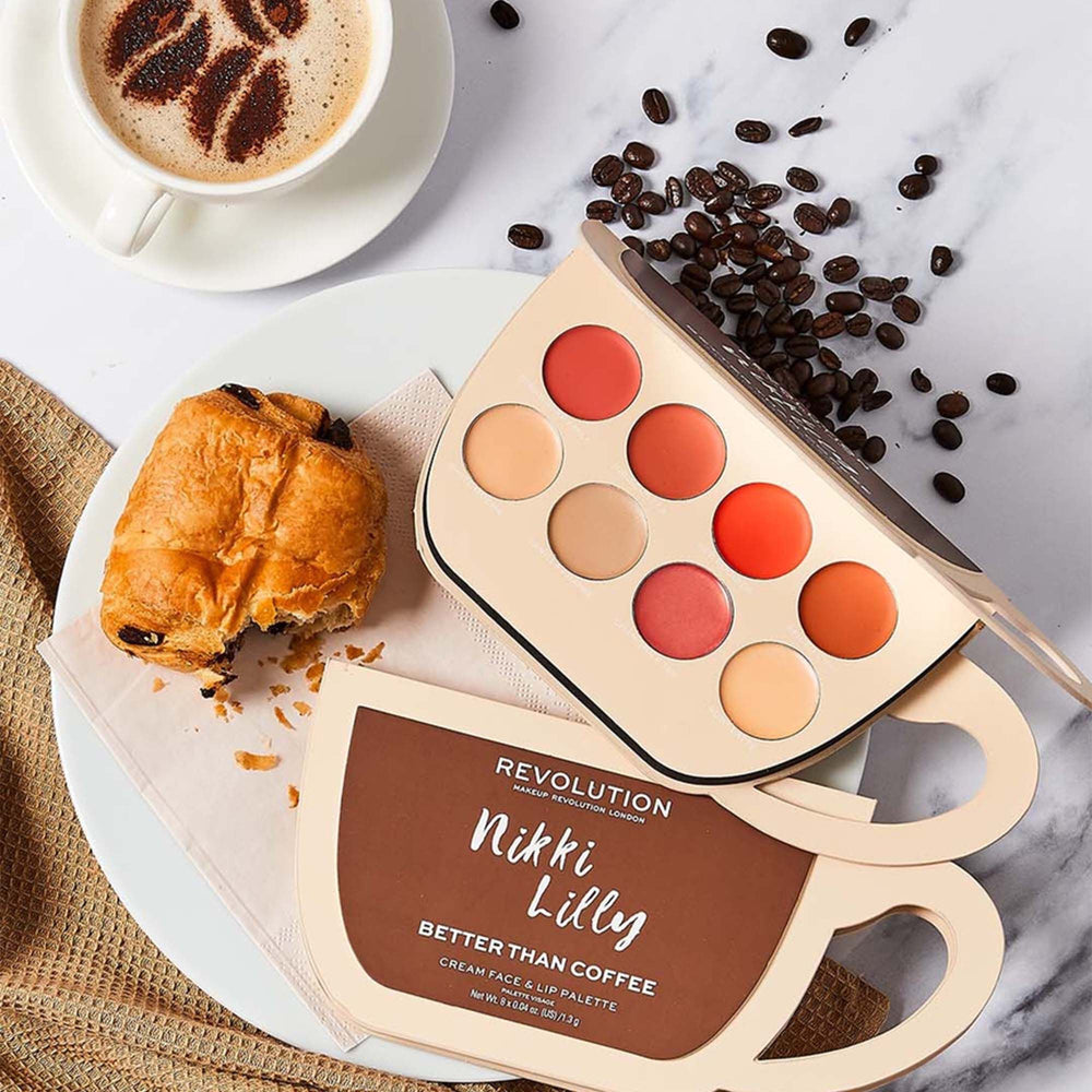 Makeup Revolution x Nikki Lilly Coffee Cup Cream Face & Lip Palette 4pc Set + 1 Full Size Product Worth 25% Value Free