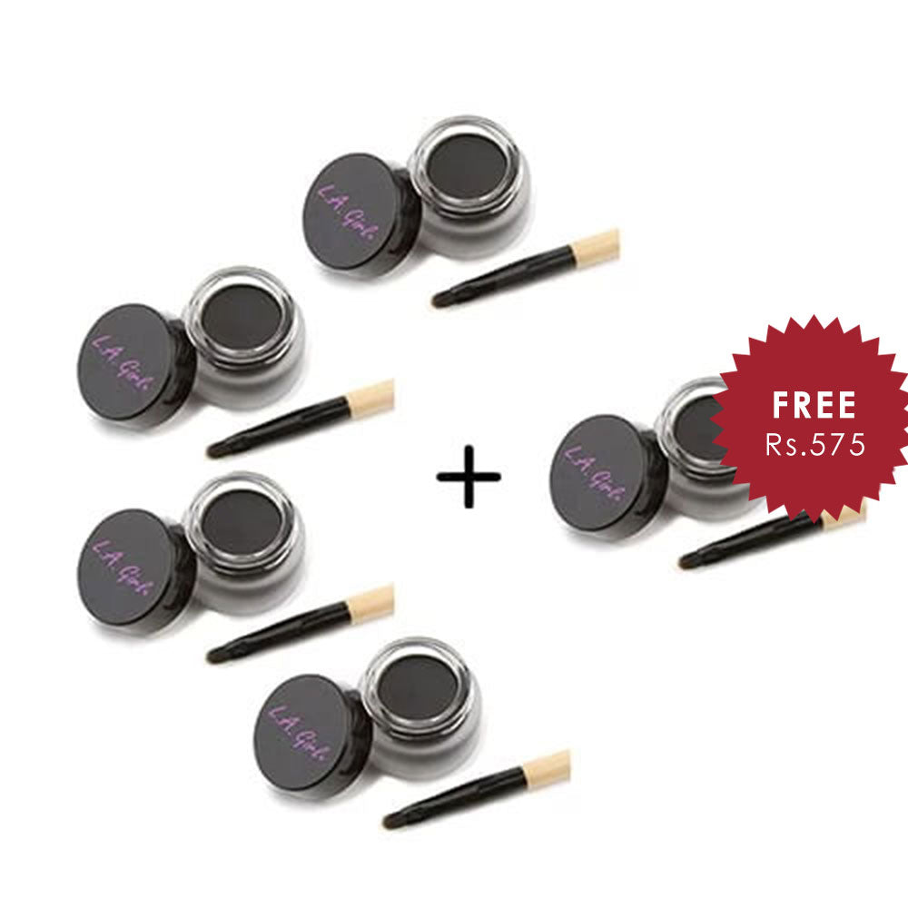 L.A. Girl Gel Liner Jet Black Kit 4pc Set + 1 Full Size Product Worth 25% Value Free