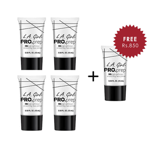 L.A. Girl Pro Prep HD Face Primer Clear 4pc Set + 1 Full Size Product Worth 25% Value Free