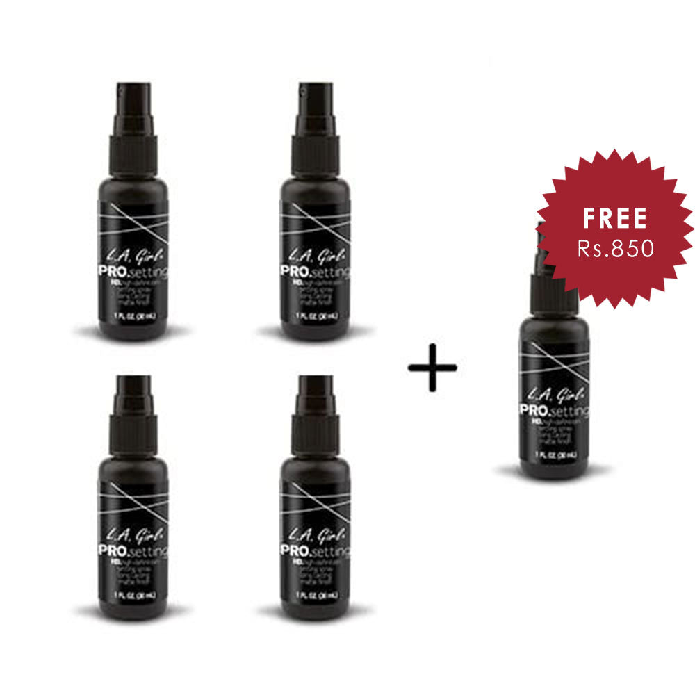 L.A. Girl Pro Setting HD Matte Finish Spray 4pc Set + 1 Full Size Product Worth 25% Value Free