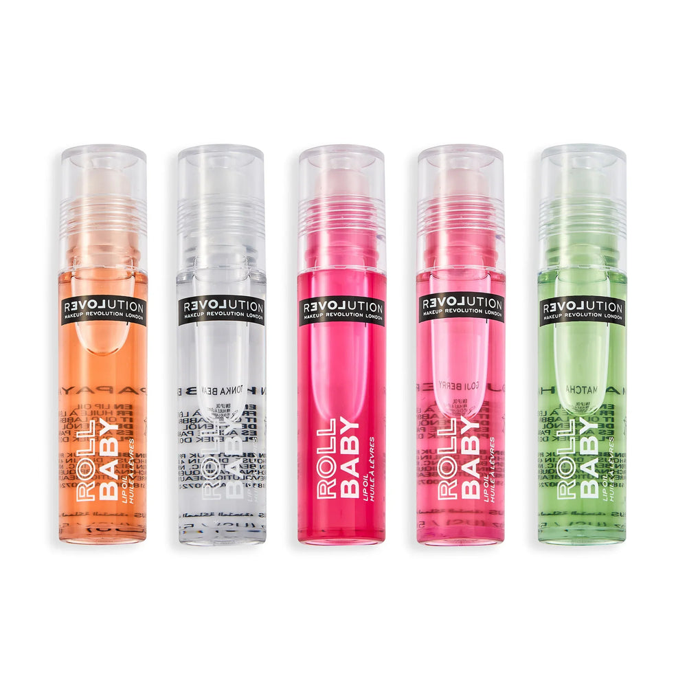 Revolution Relove Roll Baby Lip Oil Matcha 4pc Set + 1 Full Size Product Worth 25% Value Free