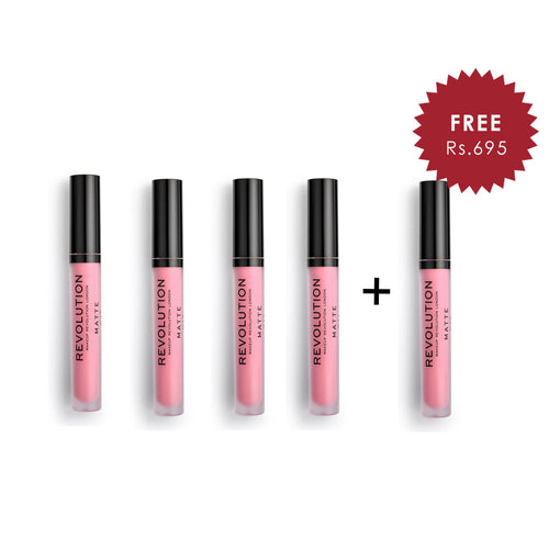 Makeup Revolution Cupcake 137 Matte Lip 4Pcs Set + 1 Full Size Product Worth 25% Value Free