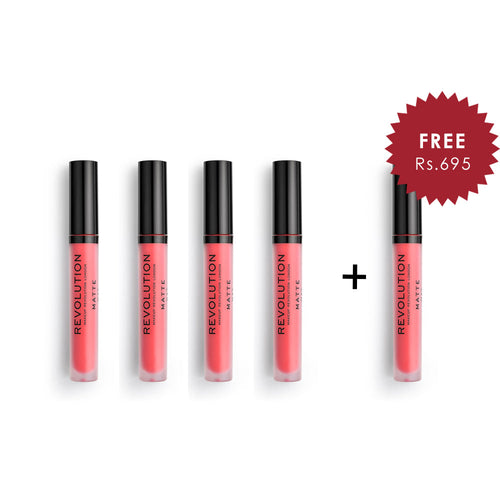 Makeup Revolution Decadence 130 Matte Lip 4Pcs Set + 1 Full Size Product Worth 25% Value Free