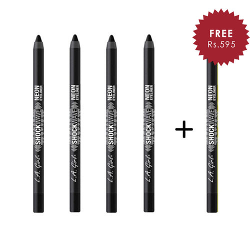 L.A. Girl Shockwave Neon Eye Liner - Blackout 4pc Set + 1 Full Size Product Worth 25% Value Free