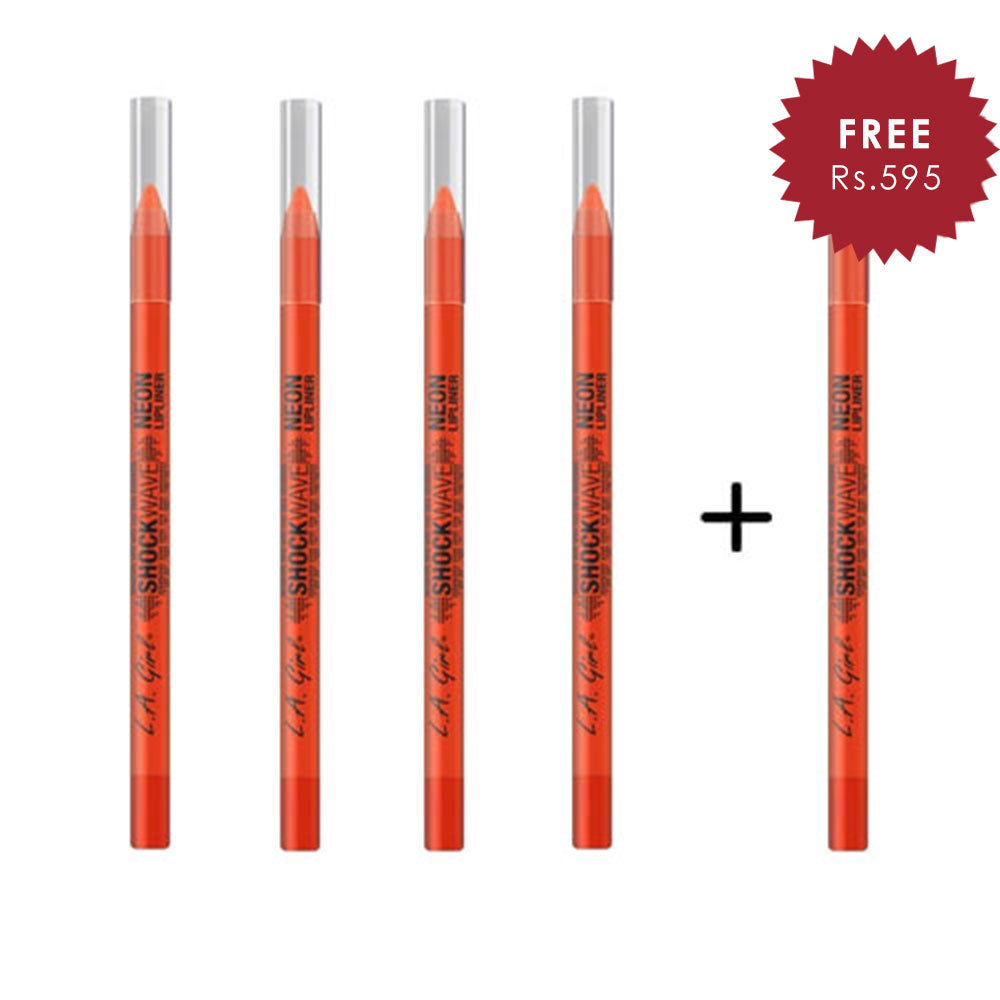 L.A. Girl Shockwave Neon Lip Liner - Outrage 4pc Set + 1 Full Size Product Worth 25% Value Free