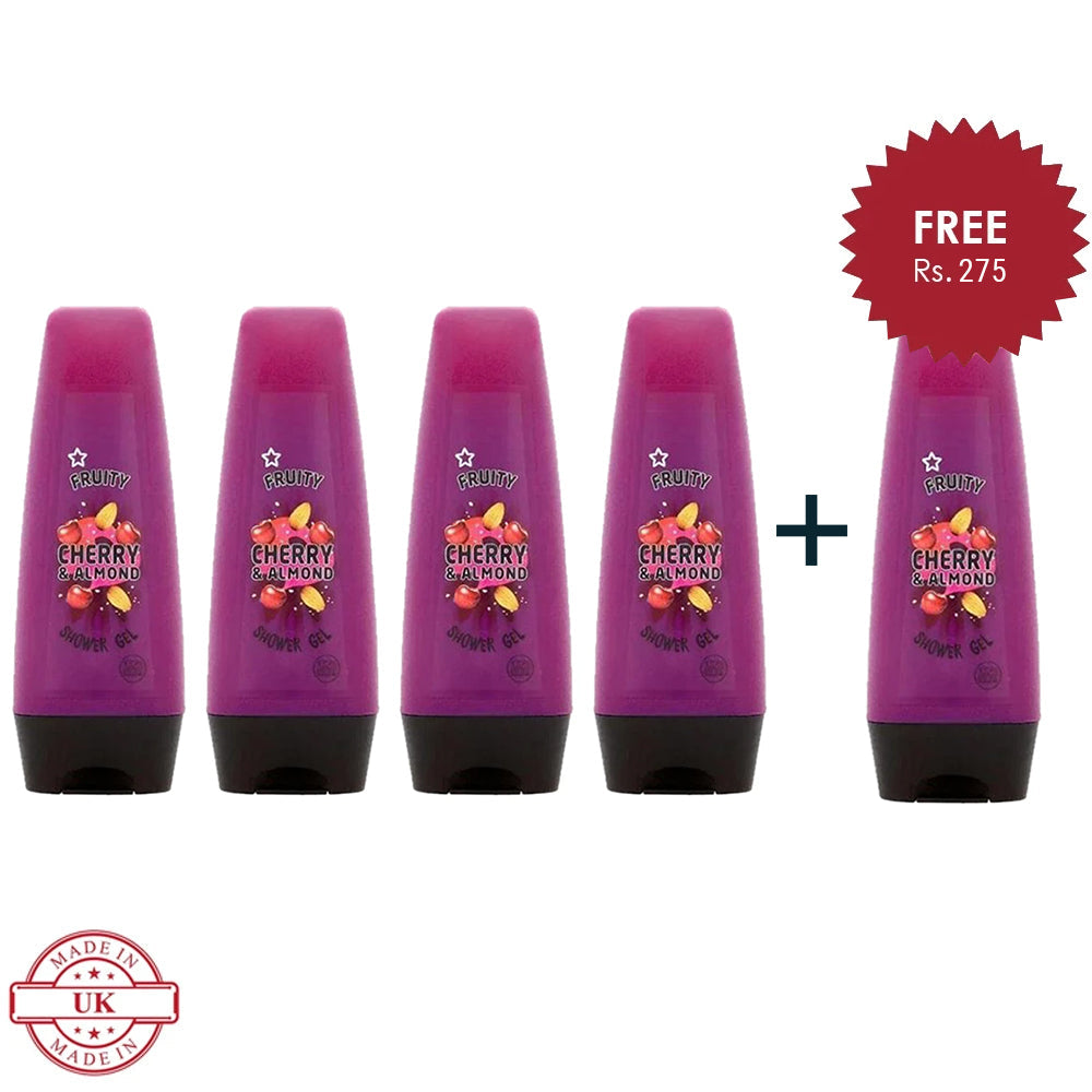 Superdrug Fruity Cherry and Almond Shower Gel 250ml 4Pcs Set