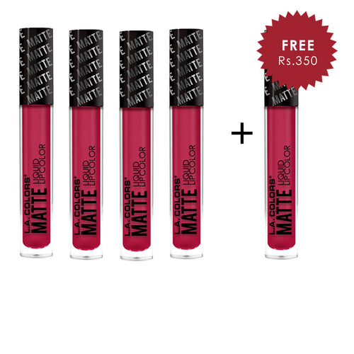 L.A. Colors Matte Liquid Lip Color Feisty 4pc Set + 1 Full Size Product Worth 25% Value Free