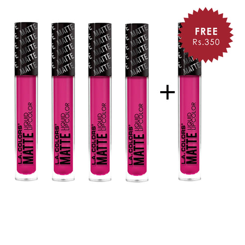 L.A. Colors Matte Liquid Lip Color Pampered 4pc Set + 1 Full Size Product Worth 25% Value Free