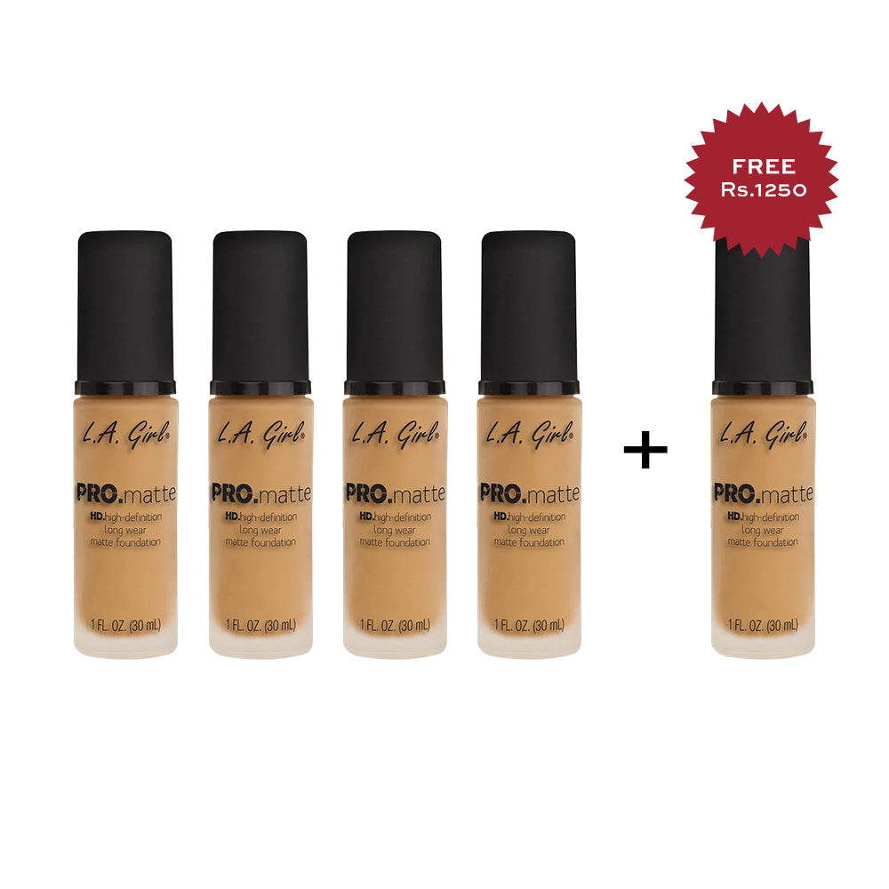 L.A. Girl Hd Pro.Matte Foundation- Natural 4Pc Set + 1 Full Size Product Worth 25% Value Free