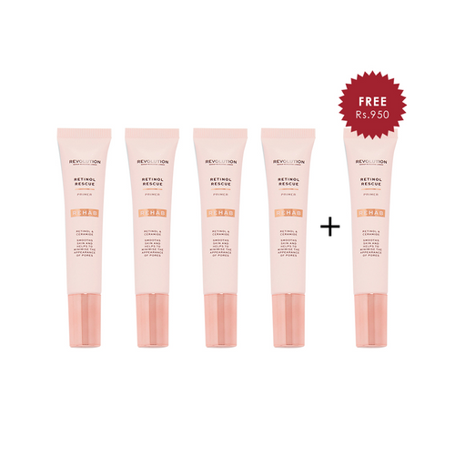 Makeup Revolution Rehab Retinol Rescue Primer  4pc Set + 1 Full Size Product Worth 25% Value Free