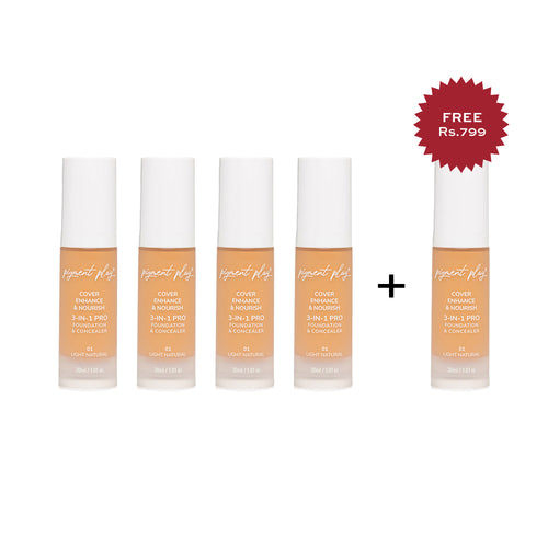 Pigment Play 3-In-1 Foundation & Concealer: Cover + Enhance + Nourish - 01 Light Natural 4pc Set + 1 Full Size Product Worth 25% Value Free