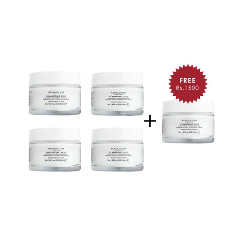 Revolution Skincare Hyaluronic Acid Overnight Hydrating Face Mask 4pc Set + 1 Full Size Product Worth 25% Value Free