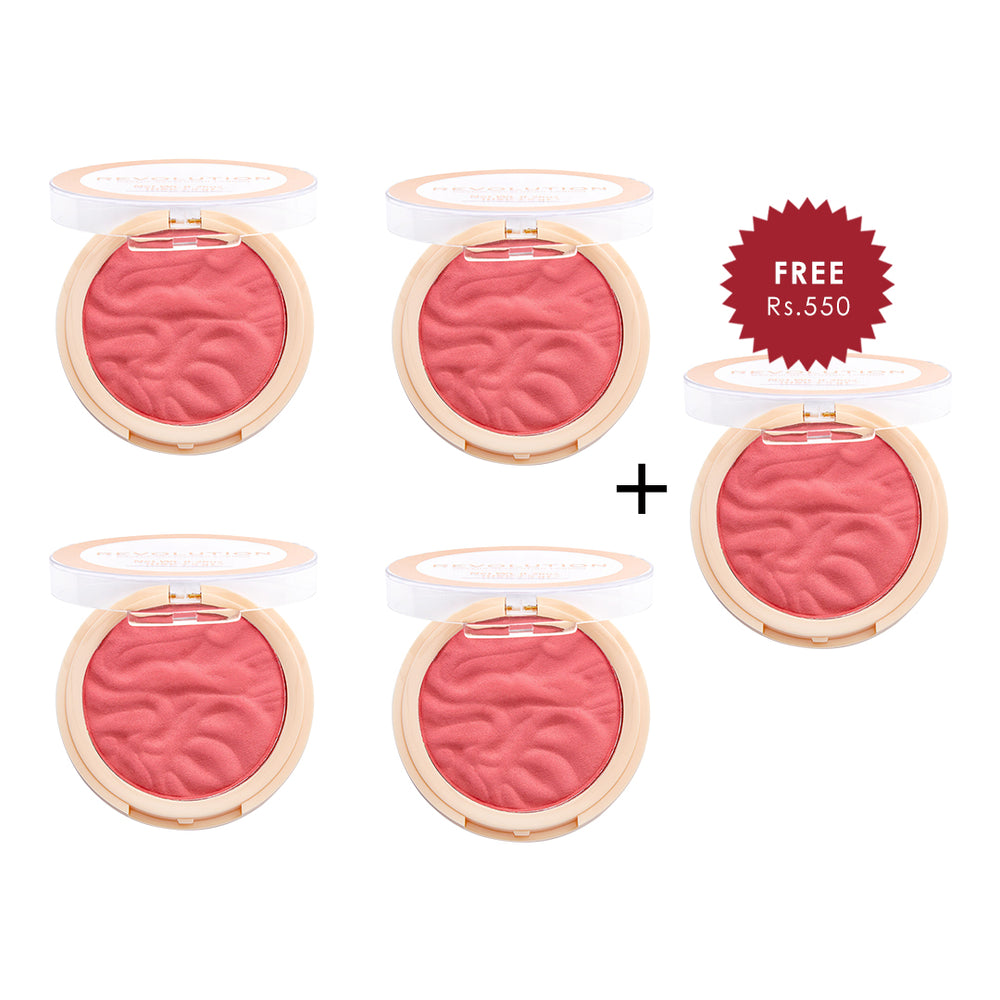 Makeup Revolution Reloaded Blusher - Pink Lady 4pc Set + 1 Full Size Product Worth 25% Value Free