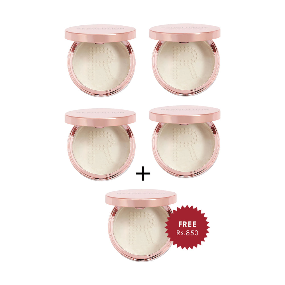 Makeup Revolution Conceal & Fix Setting Powder Translucent 4pc Set + 1 Full Size Product Worth 25% Value Free
