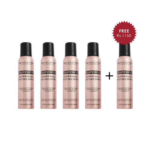Makeup Revolution Super Fix Misting Spray 4pc Set + 1 Full Size Product Worth 25% Value Free