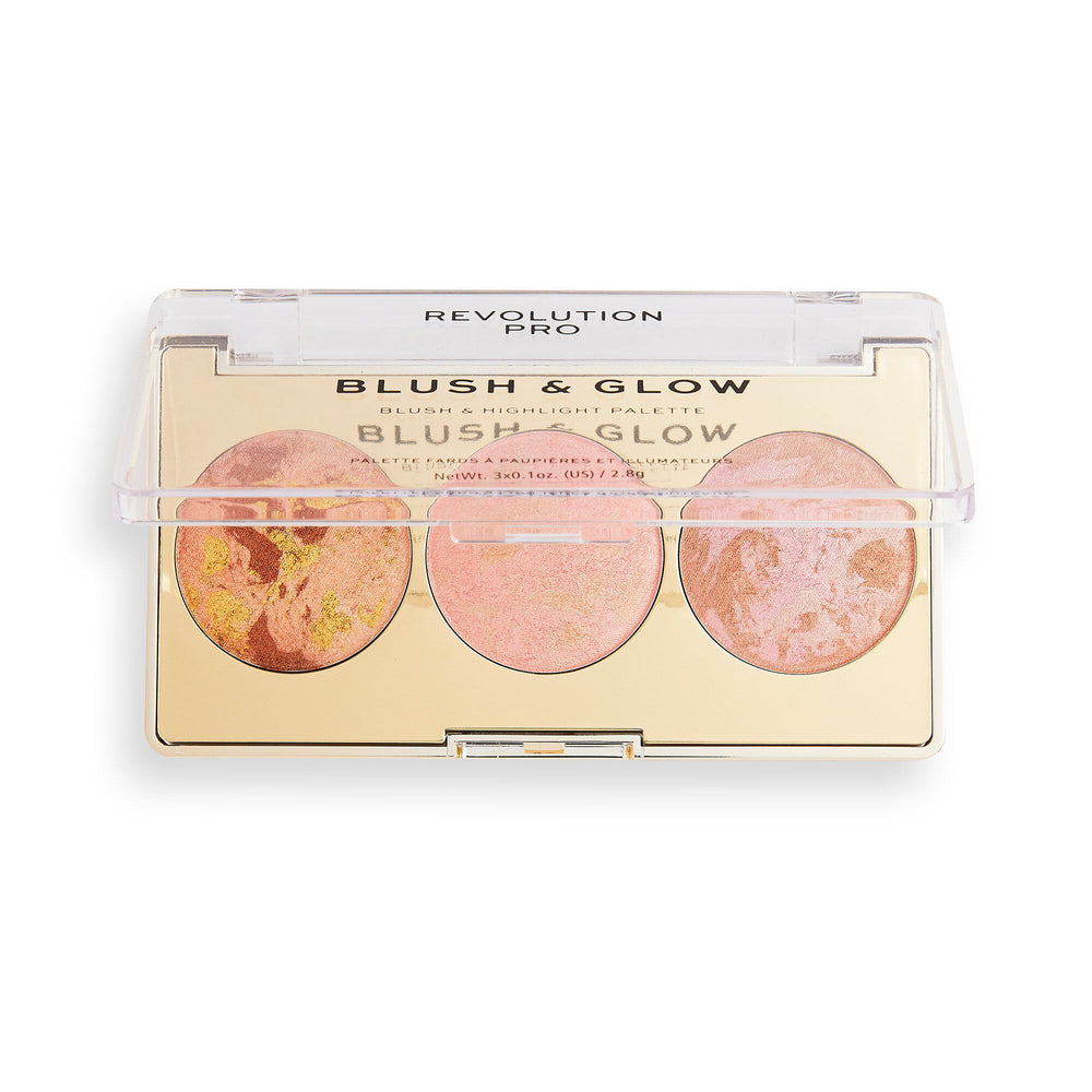 Revolution Pro Blush & Glow Palette Peach Glow 4pc Set + 1 Full Size Product Worth 25% Value Free
