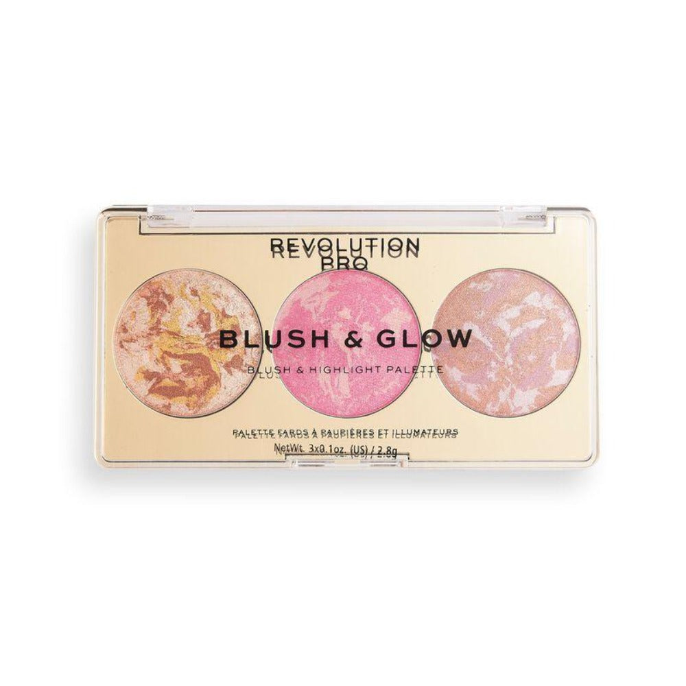 Revolution Pro Blush & Glow Palette Rose Glow 4pc Set + 1 Full Size Product Worth 25% Value Free