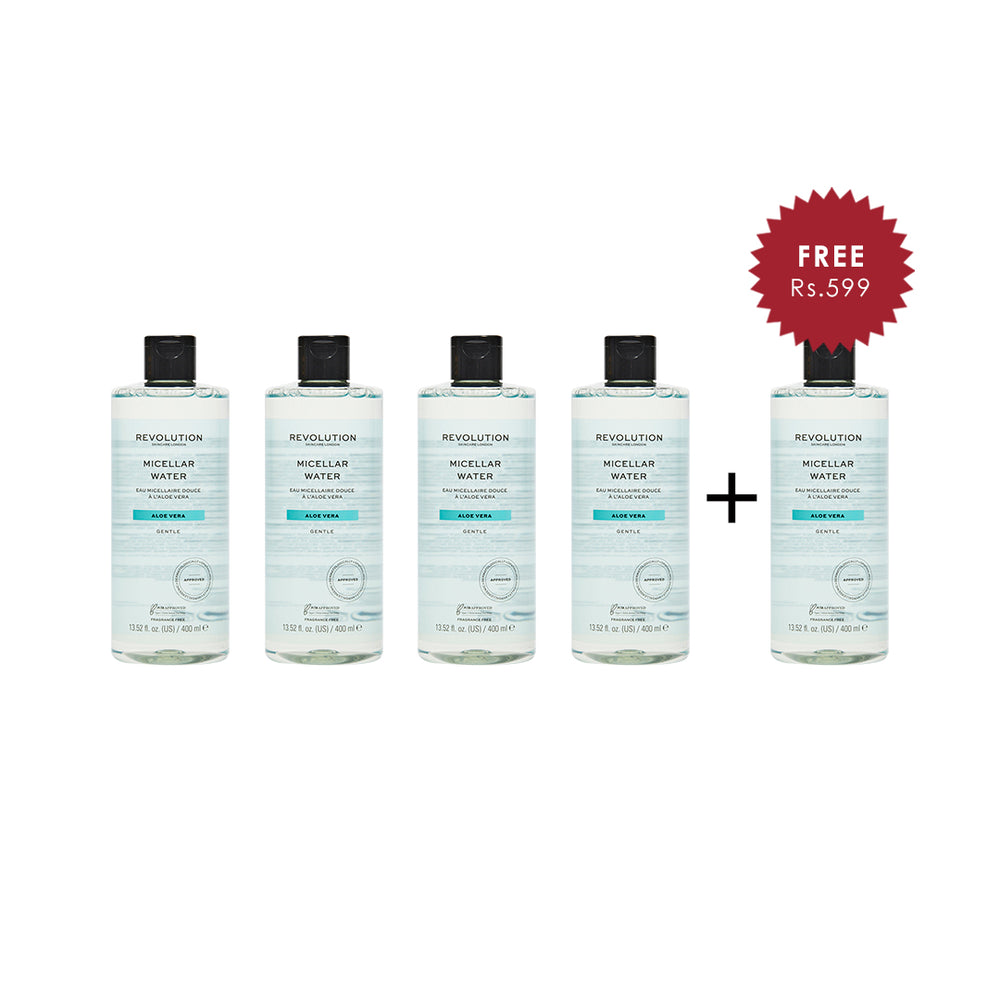 Revolution Skincare Aloe Vera Gentle Micellar Water 4pc Set + 1 Full Size Product Worth 25% Value Free