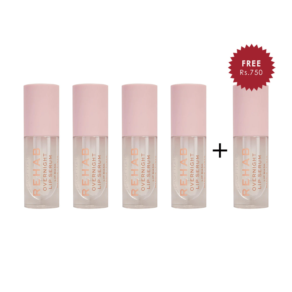 Makeup Revolution Rehab Overnight Lip Serum 4pc Set + 1 Full Size Product Worth 25% Value Free