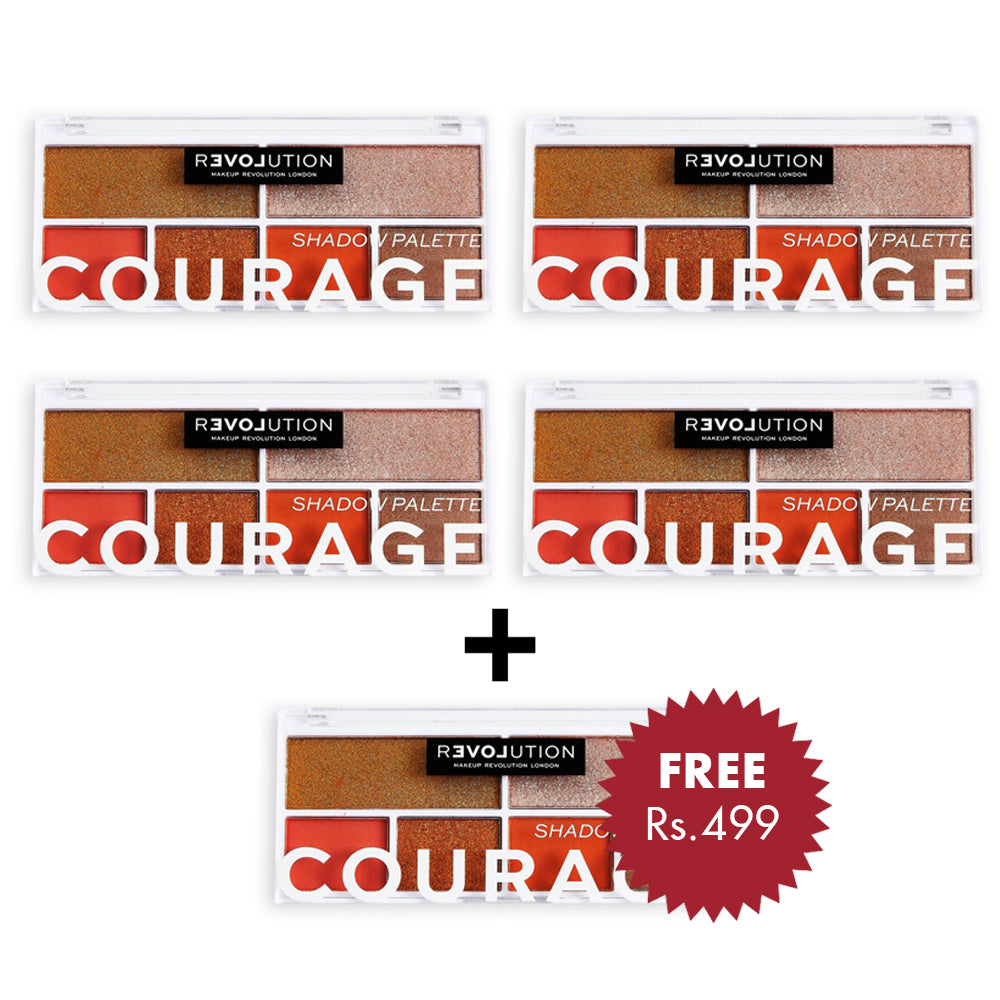 Revolution Relove Colour Play Courage Eyeshadow Palette 4pc Set + 1 Full Size Product Worth 25% Value Free