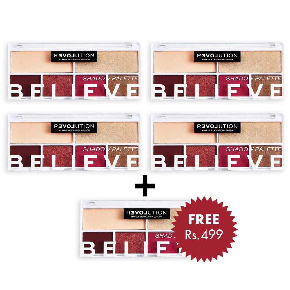 Revolution Relove Colour Play Believe Eyeshadow Palette 4pc Set + 1 Full Size Product Worth 25% Value Free