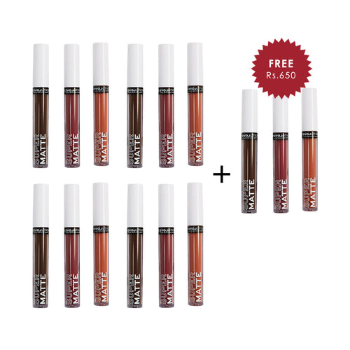 Revolution Relove Supermatte Liquid Lip Set Wonder 4pc Set + 1 Full Size Product Worth 25% Value Free