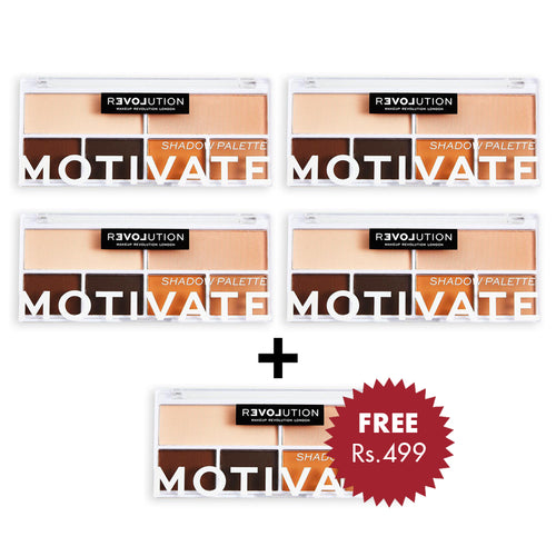 Revolution Relove Colour Play Motivate Eyeshadow Palette 4pc Set + 1 Full Size Product Worth 25% Value Free