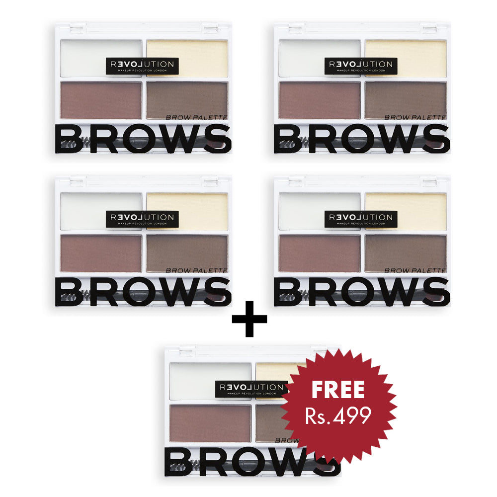 Revolution Relove Colour Cult Brow Palette - Dark 4pc Set + 1 Full Size Product Worth 25% Value Free