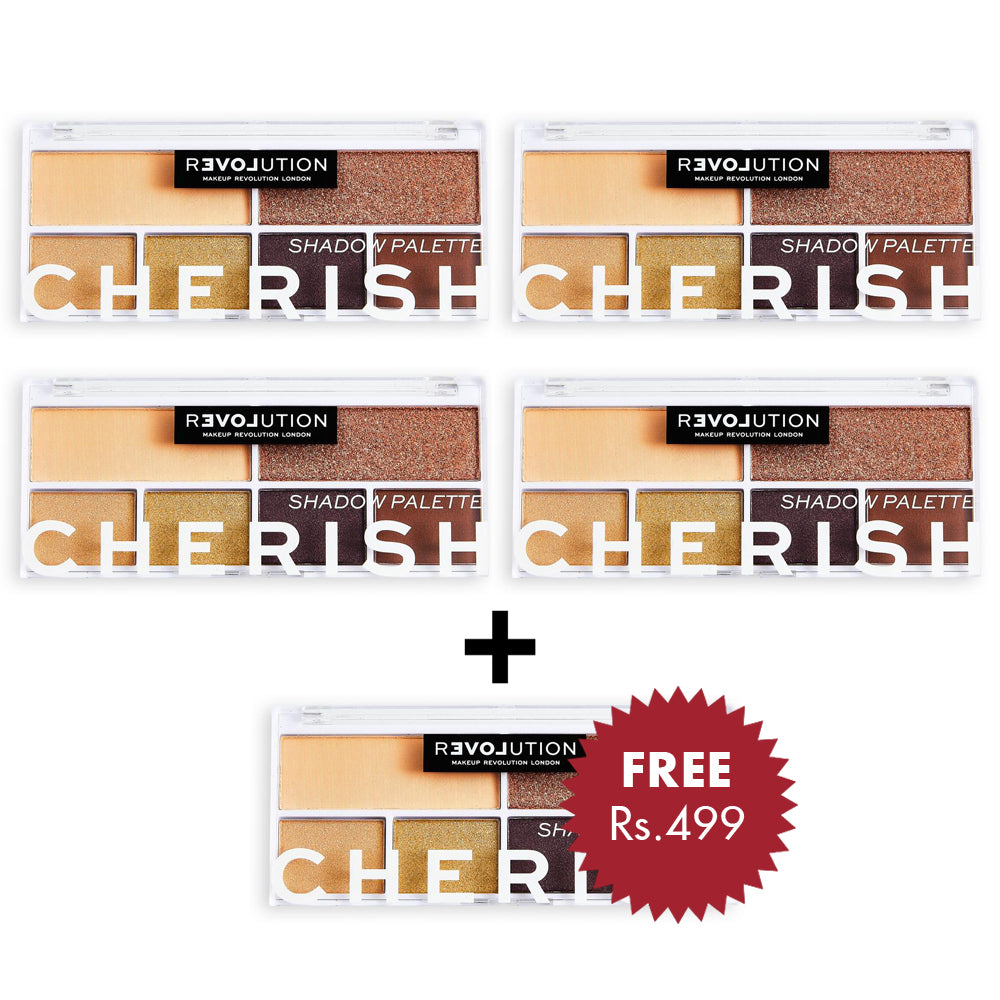 Revolution Relove Colour Play Cherish Eyeshadow Palette 4pc Set + 1 Full Size Product Worth 25% Value Free