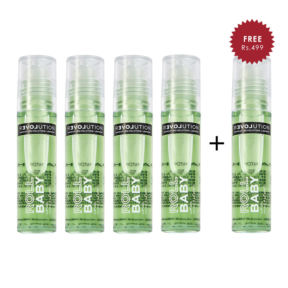 Revolution Relove Roll Baby Lip Oil Matcha 4pc Set + 1 Full Size Product Worth 25% Value Free