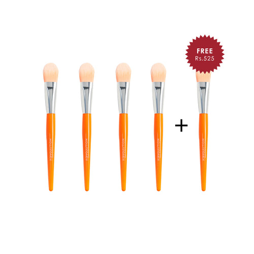 Revolution Relove Brush Queen Flat Foundation Brush 4pc Set + 1 Full Size Product Worth 25% Value Free