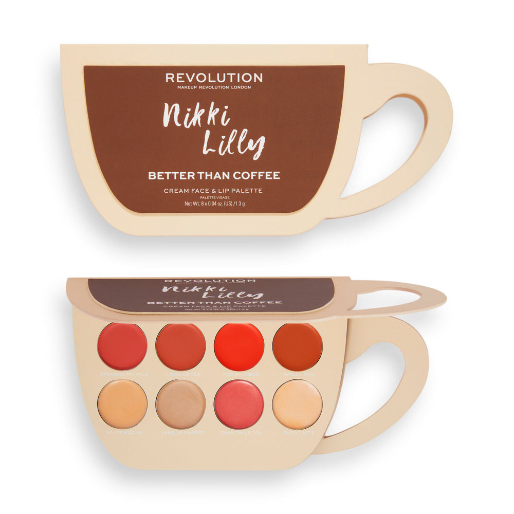 Makeup Revolution x Nikki Lilly Coffee Cup Cream Face & Lip Palette 4pc Set + 1 Full Size Product Worth 25% Value Free