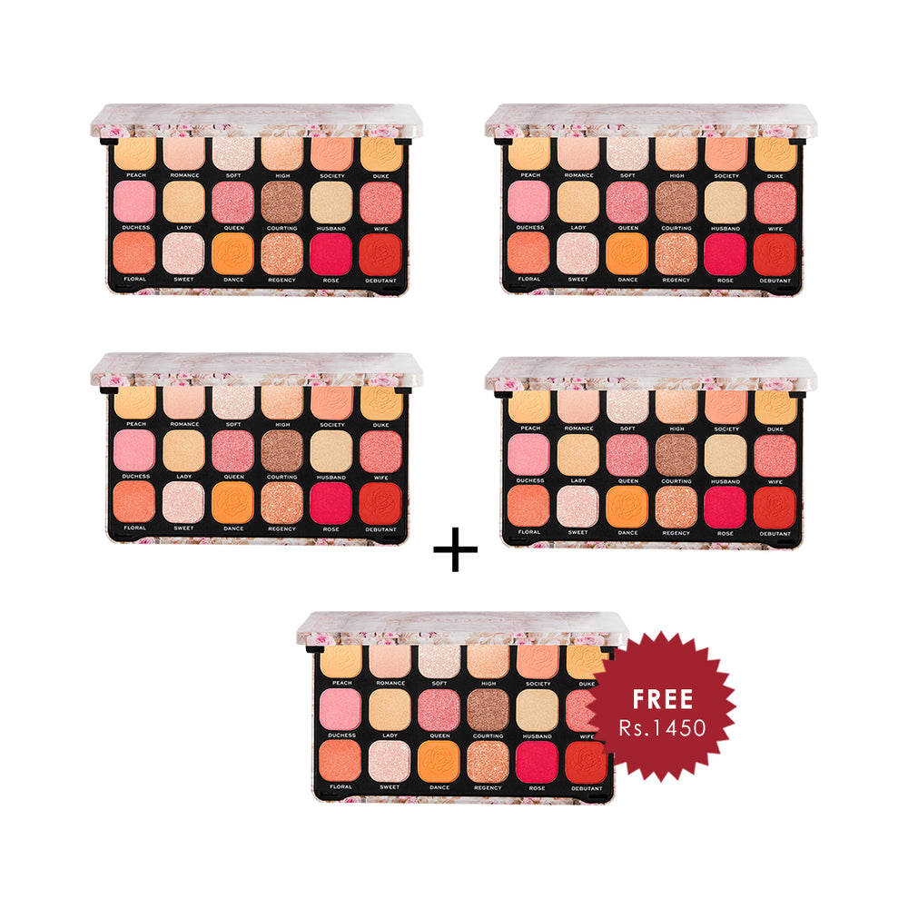 Revolution Forever Flawless Regal Romance Eyeshadow Palette 4pc Set + 1 Full Size Product Worth 25% Value Free