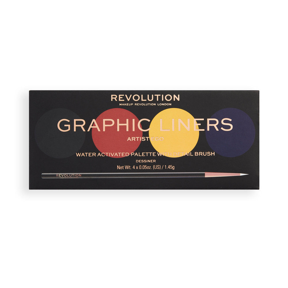 Revolution Graphic Eyeliner Palettes Artist Ego 4pc Set + 1 Full Size Product Worth 25% Value Free