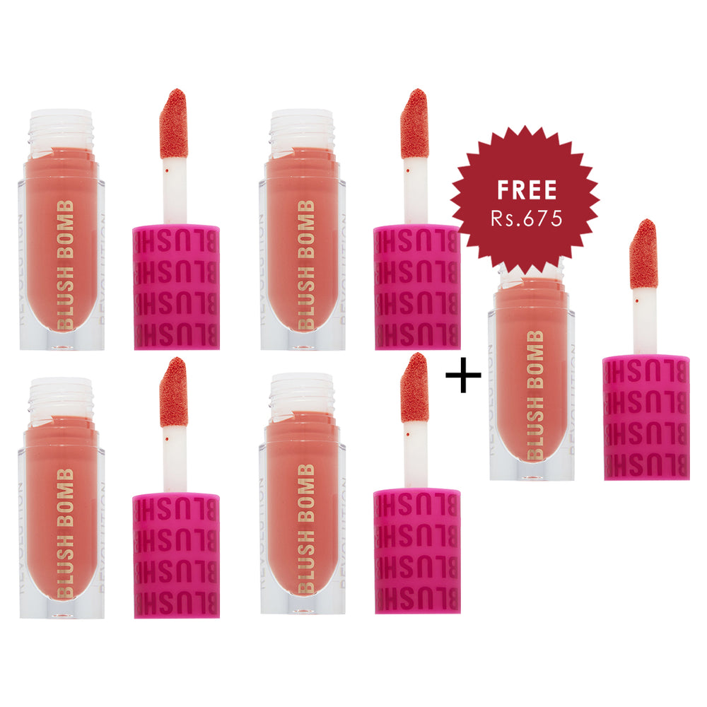 Revolution Blush Bomb Cream Blusher Glam Orange 4pc Set + 1 Full Size Product Worth 25% Value Free