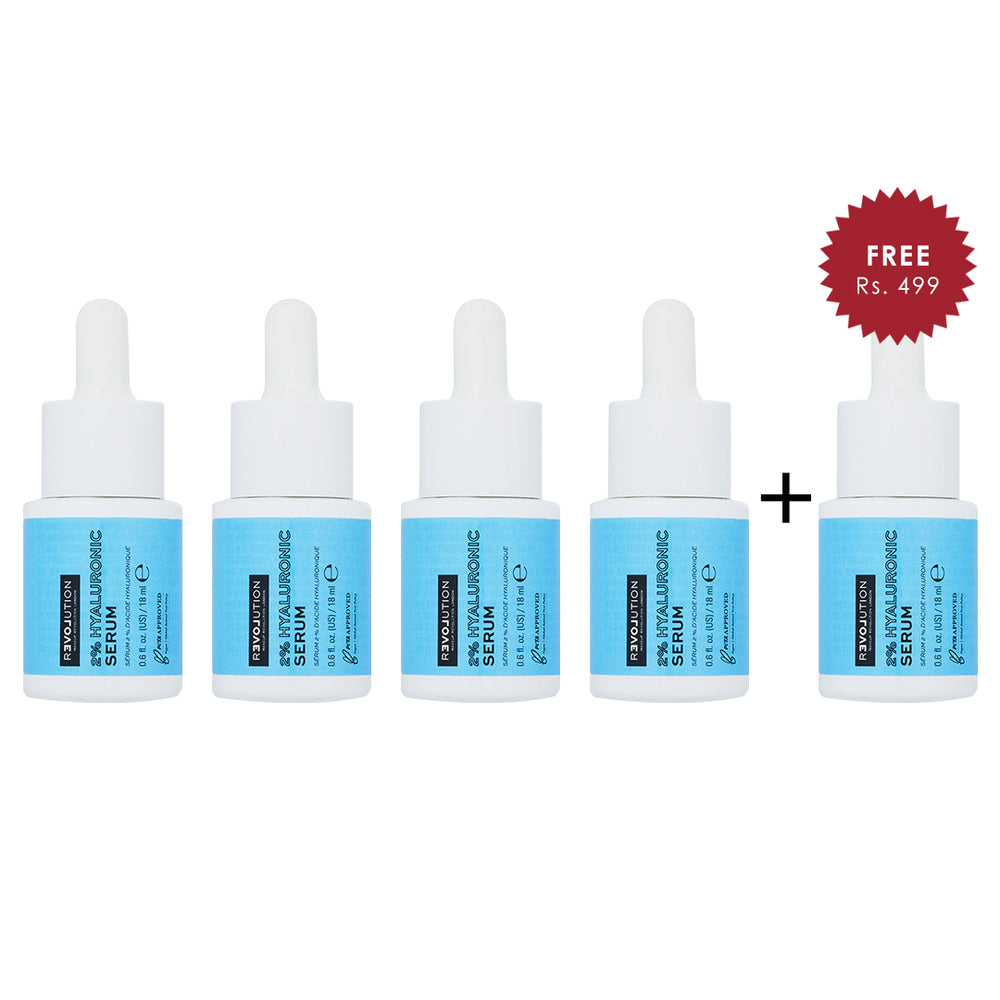 Relove By Revolution 2% Hydrating Hyaluronic Acid Serum 4pc Set + 1 Full Size Product Worth 25% Value Free