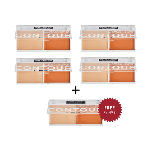 Revolution Relove Cream Contour Duo Light 4pc Set + 1 Full Size Product Worth 25% Value Free