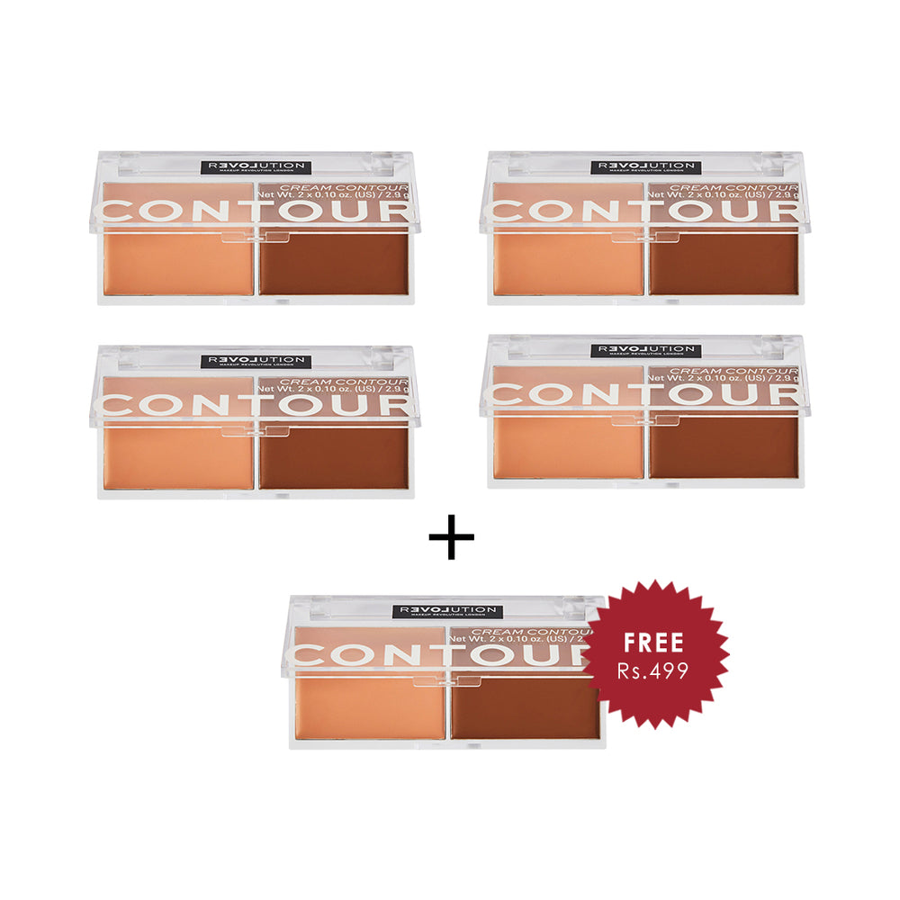 Revolution Relove Cream Contour Duo Medium 4pc Set + 1 Full Size Product Worth 25% Value Free
