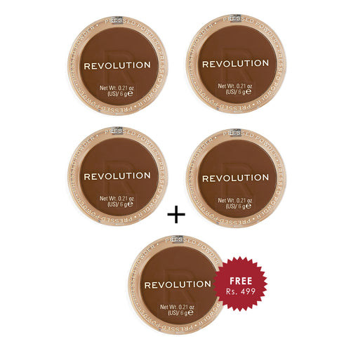 Revolution Reloaded Pressed Powder Chestnut 4pc Set + 1 Full Size Product Worth 25% Value Free