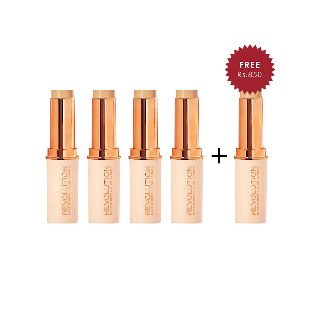 Makeup Revolution Fast Base Stick Foundation F9 4pc Set + 1 Full Size Product Worth 25% Value Free