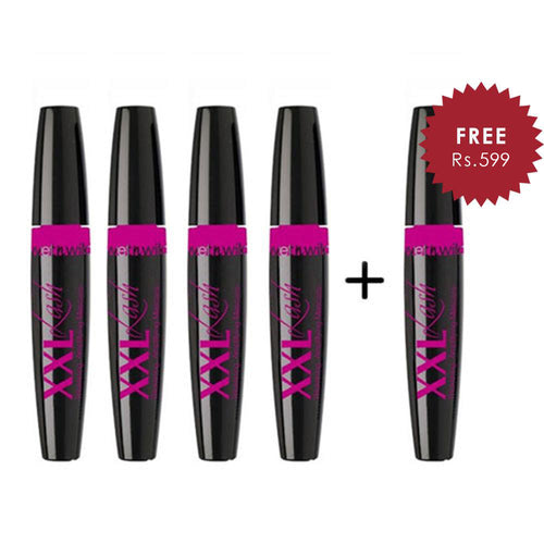Wet N Wild Xxl Lash Mascara - Black 4pc Set + 1 Full Size Product Worth 25% Value Free