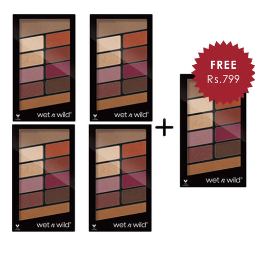 Wet N Wild Color Icon Eyeshadow 10 Pan Palette - Rose In The Air 4pc Set + 1 Full Size Product Worth 25% Value Free