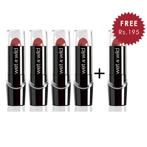 Wet N Wild Silk Finish Lipstick - Blushing Bali 4pc Set + 1 Full Size Product Worth 25% Value Free