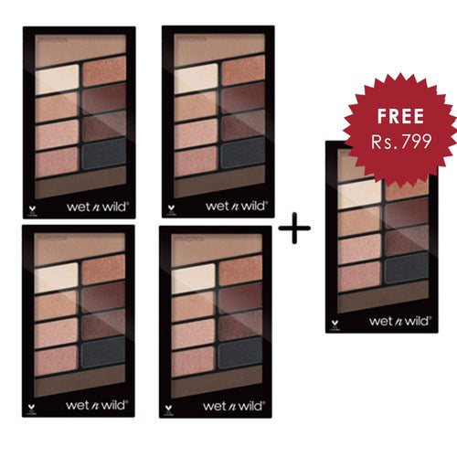 Wet N Wild Color Icon Eyeshadow 10 Pan Palette - Nude Awakening 4pc Set + 1 Full Size Product Worth 25% Value Free