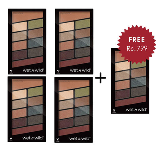 Wet N Wild Color Icon Eyeshadow 10 Pan Palette - Comfort Zone 4pc Set + 1 Full Size Product Worth 25% Value Free