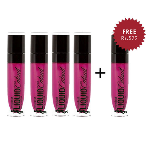 Wet N Wild Megalast Liquid Catsuit Matte Lipstick - Nice To Fuschia 4pc Set + 1 Full Size Product Worth 25% Value Free